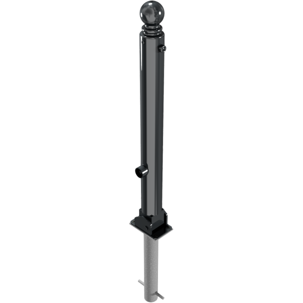 Ornamental bollard | Series 485B | � 82 mm | foldable, self-engaging lockfor casting in concrete, with hot-dip galvanized groundsocket part-no. 470.60, approx. 400 mm below ground | with triangular locking mechanism acc. with DIN 3223 | without eyelet